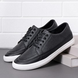Men Breathable Soft Thick Bottom Vintage Solid Lace Up Comfy Casual Shoes