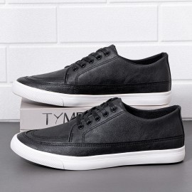 Men Breathable Soft Thick Bottom Vintage Solid Lace Up Comfy Casual Shoes