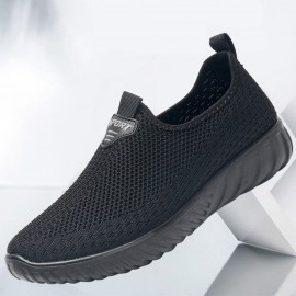 Men Breathable Fabric Non Slip Comfy Sole Slip On Old Peking Casual Shoes