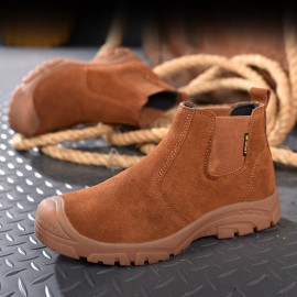 Men Cowhide Suede Comfy Non Slip Toe Protected Outdoor Sports Casual Labor Safety Boots