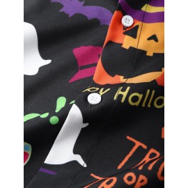 Mens Halloween Pattern Cartoon Printing Short Sleeve Shirt
