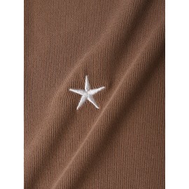 Mens Classic Simple Solid Embroidery Star Thread Material Long-Sleeved T-Shirt