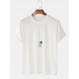 Cute Cartoon Astronaut Print Breathable 100% Cotton Short Sleeve T-Shirts